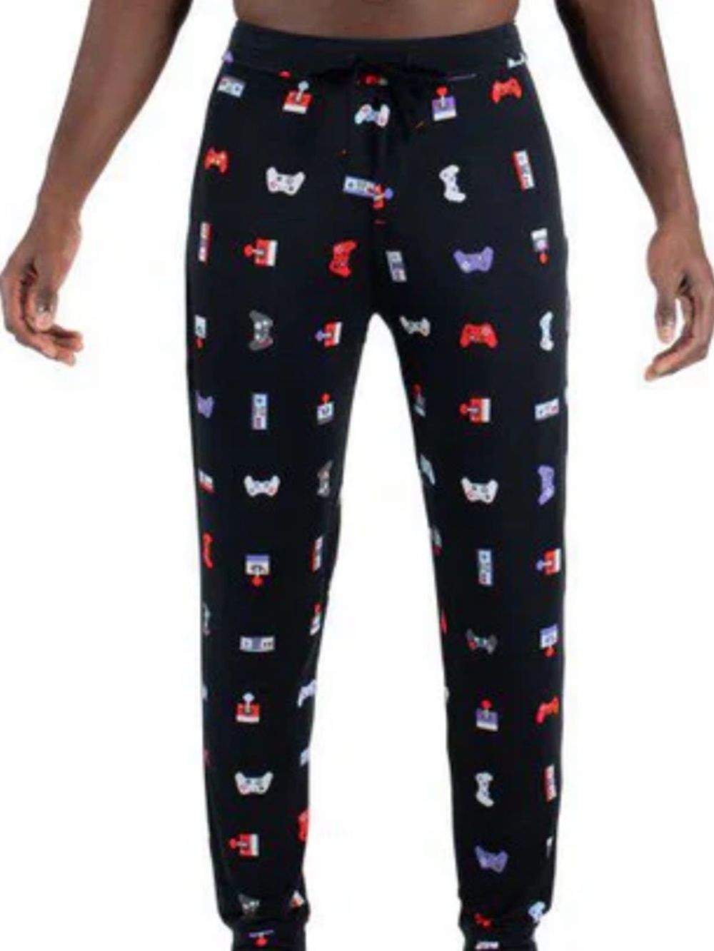 Saxx Sz L “snooze” Men's Black Gaming-Print Jogger Pants